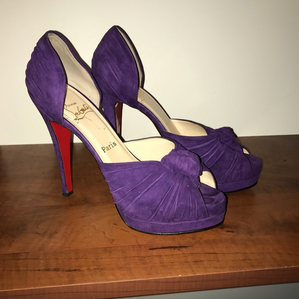 Purple Suede platform Peep Toe - Picture 2 of 3